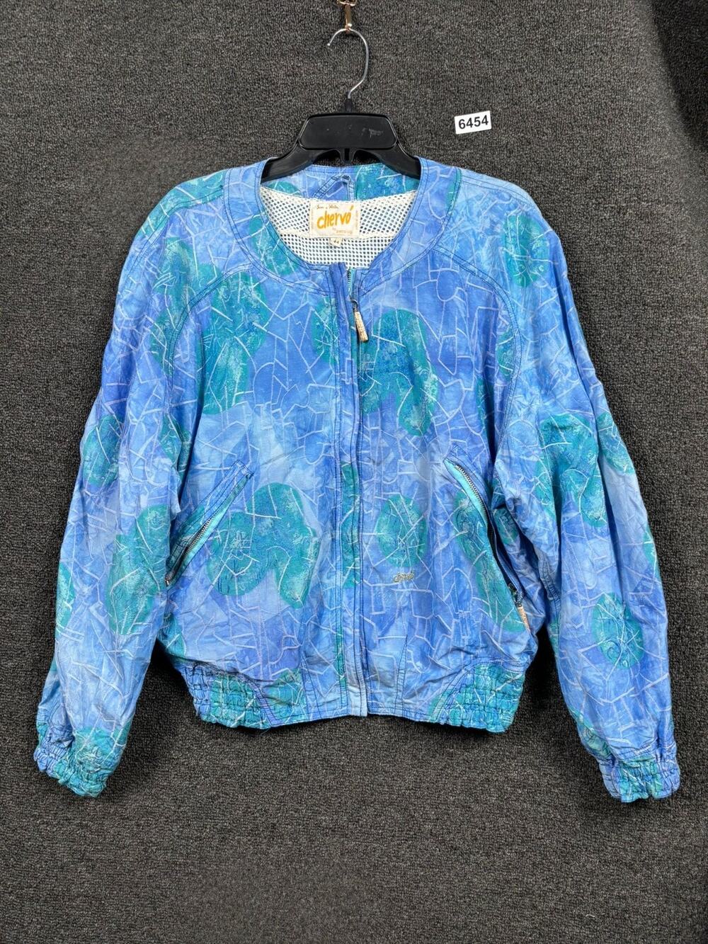 VtG 90s Chervo by Petro Luigi Windbreaker Jacket Womens Sz 44 US 8 Blue Full Zip